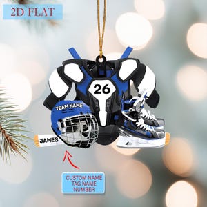 Enfeite de hóquei personalizado: decoração de Natal em acrílico personalizada