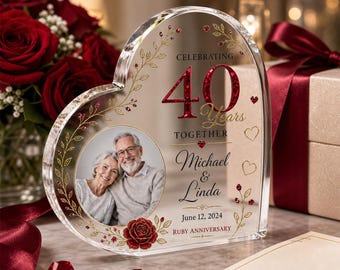 Personalized 40th Anniversary Acrylic Plaque, Ruby Anniversary Photo Gift for Parents, Grandparents, Husband or Wife