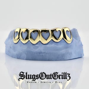 Custom 6pcs Open Heart Frame Grillz (925 Sterling Silver/Free Mold Kit)