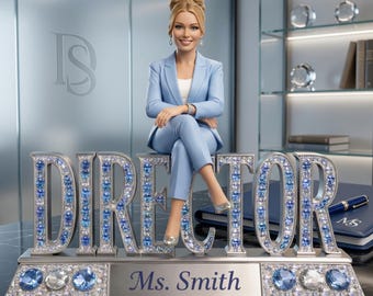 Personalized Director Acrylic Block Plaque with Custom Photo, Executive Desk Nameplate for Women, Office Decor Gift for Boss Lady