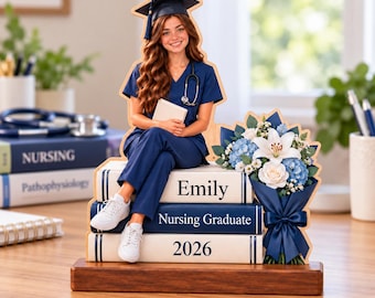 Personalized Nursing Graduate Wooden Block, Custom Nurse Portrait Keepsake, RN Graduation Gift, Medical Student Decor, Class of 2026
