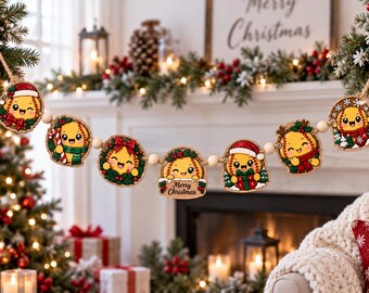 Personalized Softball Christmas Wooden Ornament Garland, Cute Sports Holiday Decor, Custom Player Gift, Team Christmas Keepsake