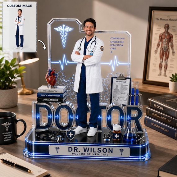 Personalized Doctor Acrylic Block, Custom Physician Gift, Medical Desk Decor, Doctor Appreciation Plaque