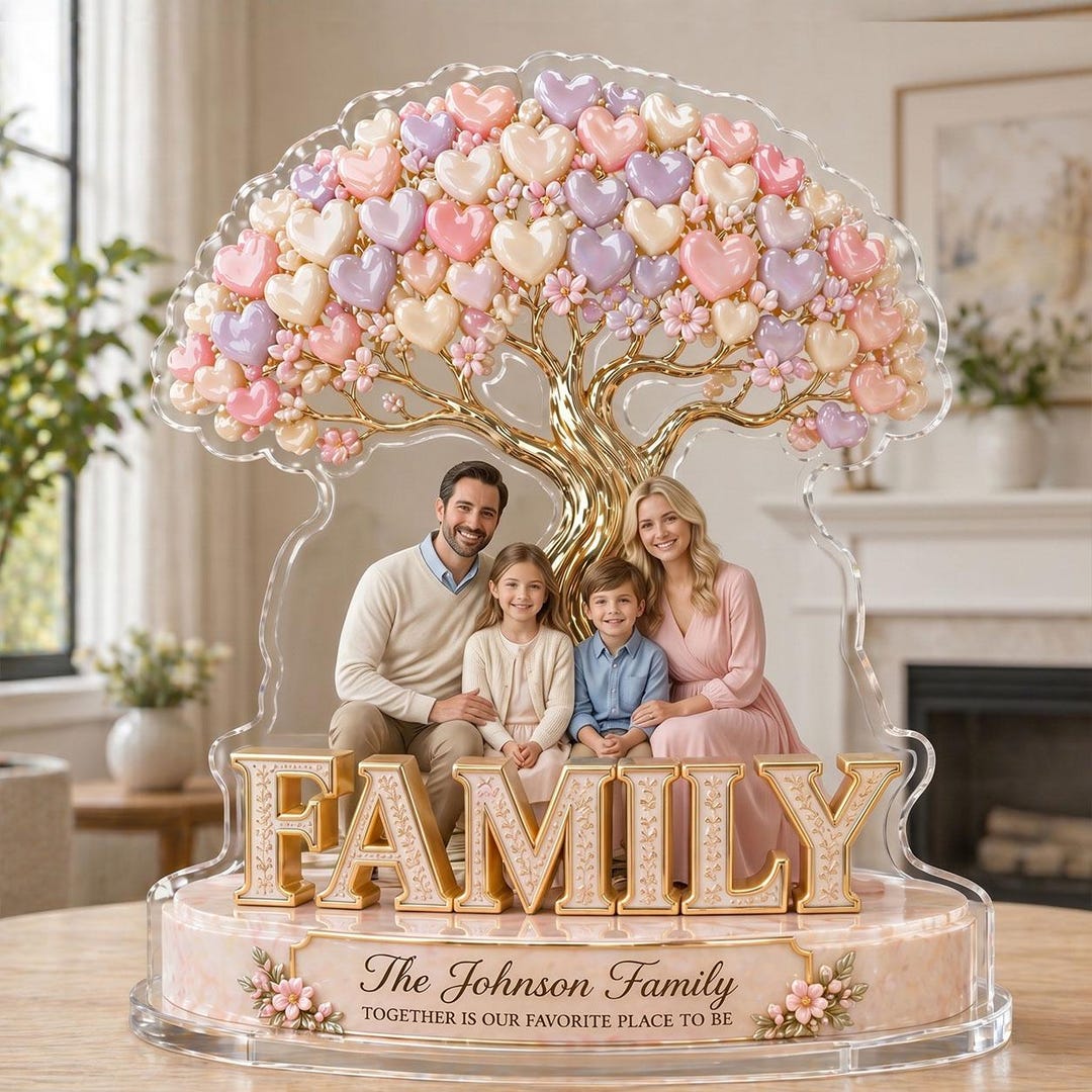 Personalized Family Tree Acrylic Plaque – Custom Name & Photo Gift for ...