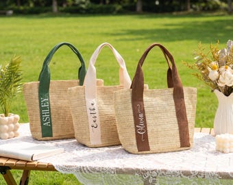 Personalized Straw Bag Small Beach Bag,Custom Name Tote Bag,Bridesmaid Gifts,Bridesmaid Bag,Bachelorette Gift,Girls Trip Bag,Beach Straw Bag