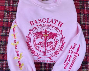 Fourth Wing Embroidered Sweatshirt – Dragon Rider Basgiath War College Shirt