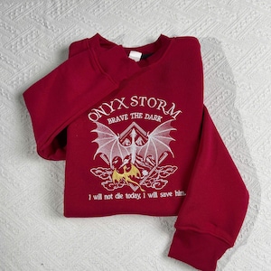 Onyx Storm Embroidered Sweatshirt, Fourth Wing Hoodie, Basgiath War College, Dragon Rider, Xaden Riorson Gift
