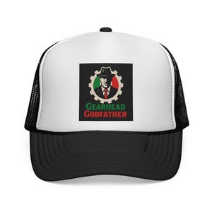 Gearhead Godfather Trucker Caps, Classic Retro Vintage Snapback Hat, Car Enthusiast Gift, Mechanic Cap, Auto Racing Fan Apparel