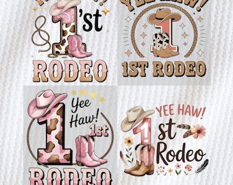 Diseño de camiseta de vaquera para su primer cumpleaños de rodeo (en formato PNG): Camisetas vaqueras y vaqueras a juego, Diseño de sublimación occidental (en formato PNG), Western Png (Descarga digital)