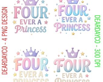 4th Birthday Png Girl, Princess Birthday Png, Four Year Old Birthday Png, Princess Birthday, Girl Birthday Png, princess FE11