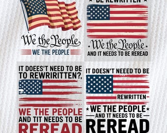May include: Four designs with the American flag and the phrase "We the People." Each design has a different layout, with variations of the flag and text. Ideal for various applications, the designs are patriotic in theme.
