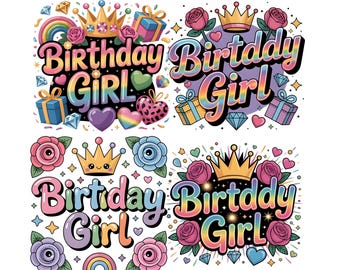 Colorful Birthday Girl Png, Sublimation Design, Birthday Sublimation, Colorful Png, Leopard Png, T-Shirt Design, Png, DTF (Digital Download)