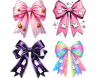 Fiocchi rosa di Halloween Coquette PNG Halloween Soft Girl Era PNG disegni Trendy Cute Ghost Spooky Season Aesthetic Coquette Halloween PNG TXS21