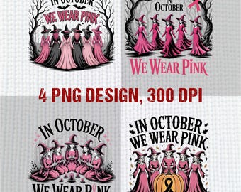 Pink Halloween Witch PNG: Breast Cancer Awareness Design (Digital Download)