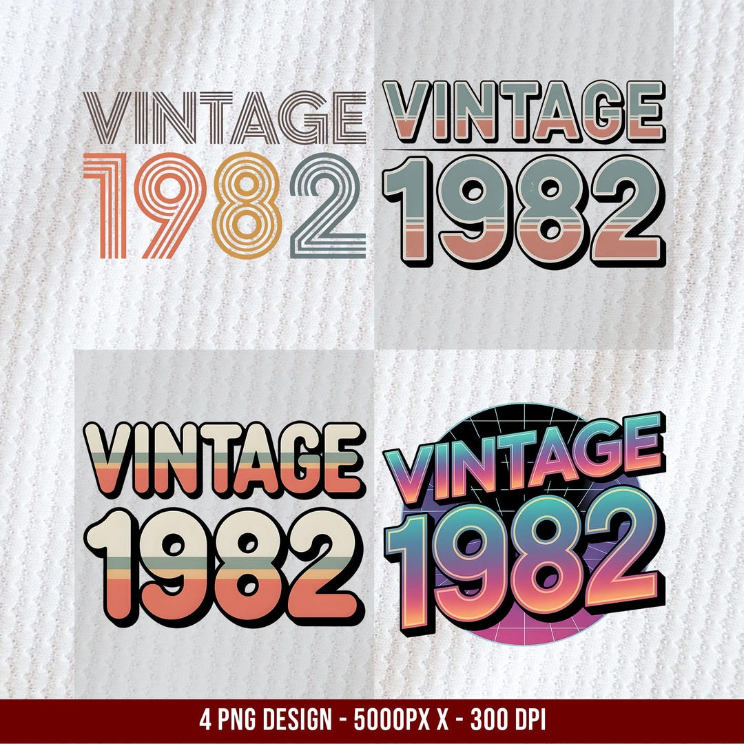 40th Birthday Png, 1982 Birthday Png, Clipart Png, Vintage 1982 Cut ...