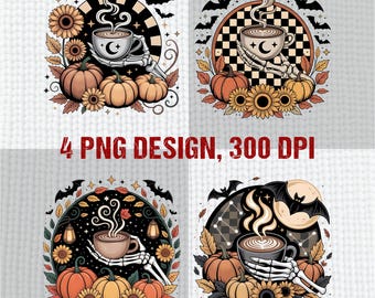 Just Waiting for Halloween Png, Skeleton Coffee PNG Fall Halloween, Funny Skeleton Halloween Png, Pumpkin Fall Vibes Png, Spooky Season