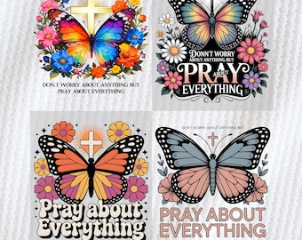 Aquarell Glaube inspiriert Schmetterling und Kreuz Png, Beten über alles Png, Floral christliche Grafik Png, inspirierende religiöse Png