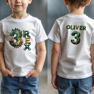 Personalized Three-Rex Birthday Shirt - 3rd Birthday Boy Outfit - Boys Dinosaur Birthday Tee - Third Birthday Gift