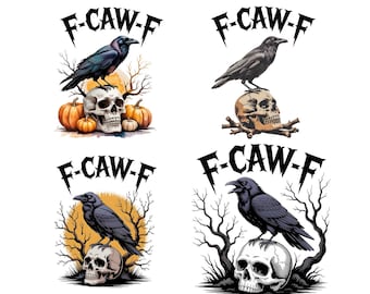 F-Caw-F SVG PNG,  Black Crow Svg, Crow Lover Gifts, Retro Crow Svg, Funny Raven Design Png, Gothic Crow Art Png