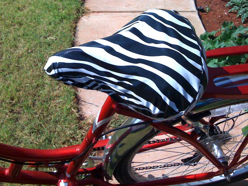 Waterproof oilcloth-Black and White Zebra Stripe for Cruiser Bikes Bicycle Seat Cover Saddle Cover