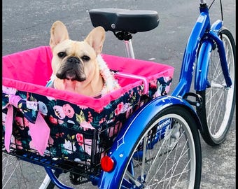 Trike Custom Fabric Basket Liner: Trike & XL Bike, Reversible Cotton Made to order