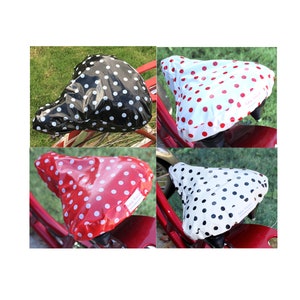 Polka Dot Bike Seat Cover- Saddle Cover- Waterproof Oilcloth-for Cruiser Bikes