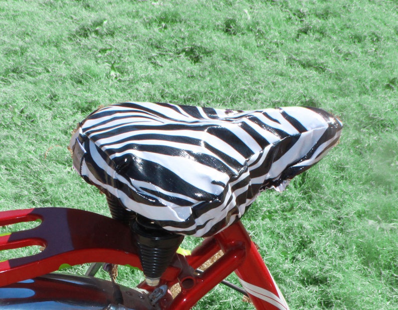 Waterproof oilcloth-Black and White Zebra Stripe for Cruiser Bikes Bicycle Seat Cover Saddle Cover