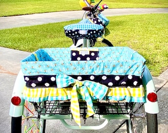TRIKE Custom Fabric Bike Basket Liner: Made To Order XL Trike Baskets; Send your own Fabric