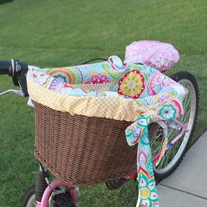 Bike Basket Tote, Blue Pink and Yellow Floral Bike Basket Liner For Bike Baskets Electra, Bell,