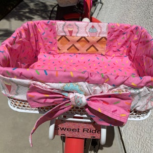 Send Your Own Fabric to Design a Custom Bike Basket Liner! Made To Order For Large Front or Rear Baskets