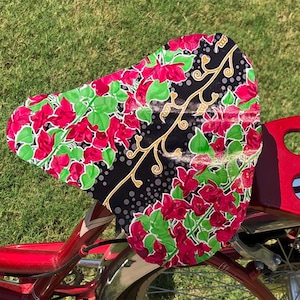 Fietsstoeltje- zadelhoes- waterdicht tafelzeil- roze zwart goud en groen zadelhoes voor cruiser-fietsen