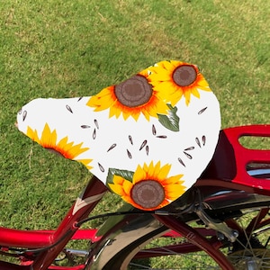 Waterproof Sunflower  Seat Cover- Saddle Cover-oilcloth-Blue and yellow