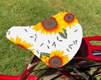 Waterproof Sunflower  Seat Cover- Saddle Cover-oilcloth-Blue and yellow
