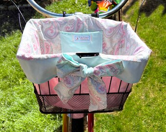 Ready to ship Pastel Paisley Bike Basket Liner  for Oval or Rectangle Baskets Electra, Sunlite, Bell, Nantucket NO WAIT