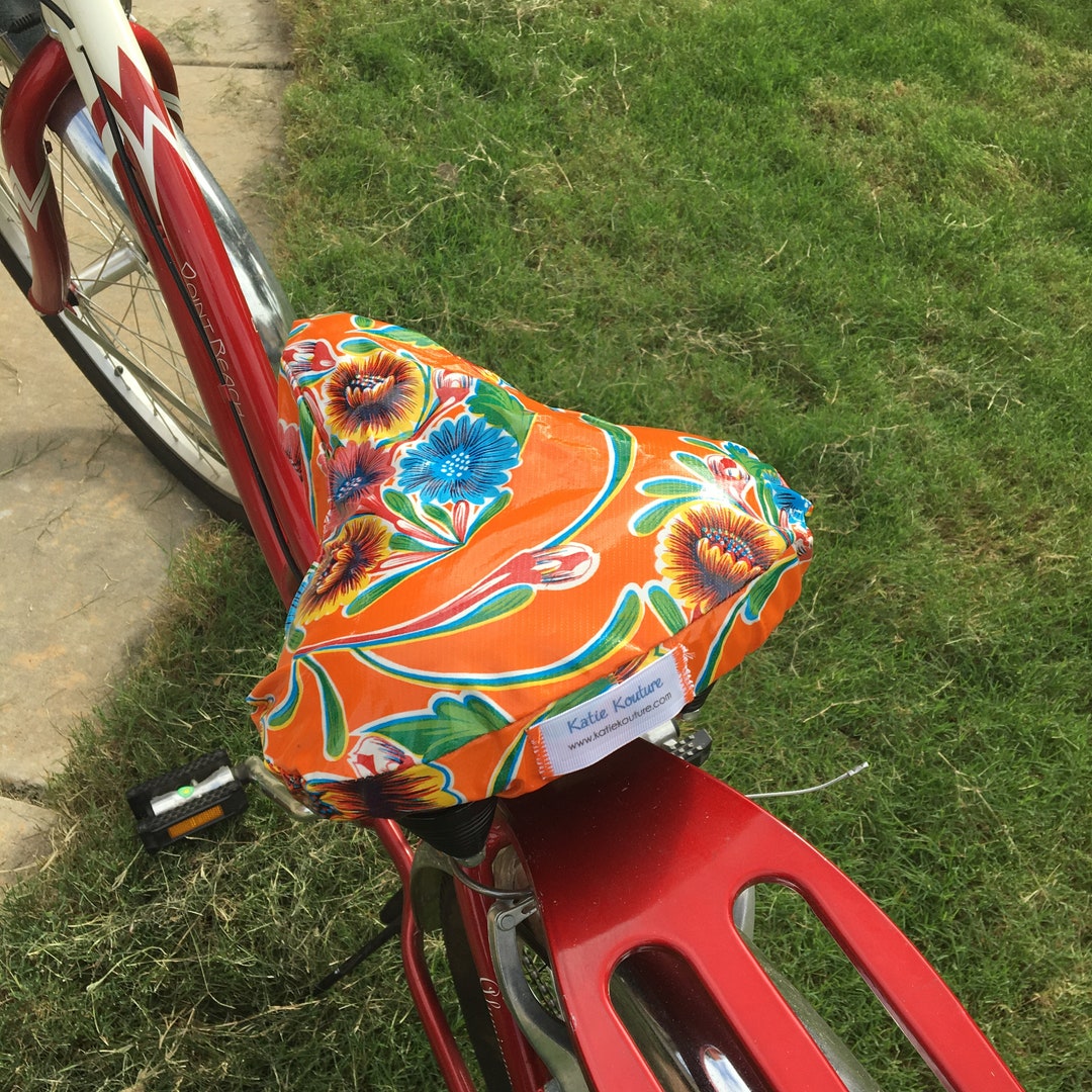 Cruiser Bike Seat Cover in Orange Bloom Bicycle Seat Cover Saddle Cover
