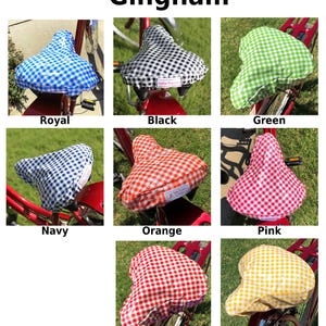 Gingham Check Seat Cover- Saddle Cover- Waterproof Oilcloth-for Cruiser Bikes