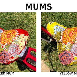 MUM Flower Bicycle Seat Cover- Saddle Cover- Waterproof oilcloth- Mum Hawaiian Seat cover  for Cruiser Bikes