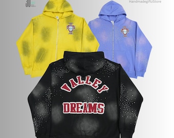 Handmade Unisex Streetwear Zip Up Graphic Hoodie