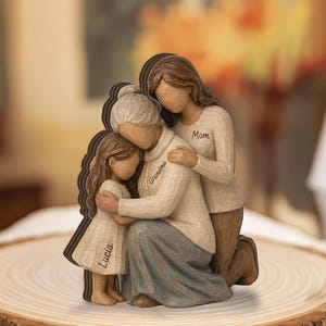 Personalized Generations Wooden Block: Custom Three Generations Family Love Gift