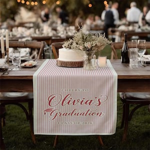 Personalized Graduation Table Runner Class of 2026 Party Decor Linen Banner image 5
