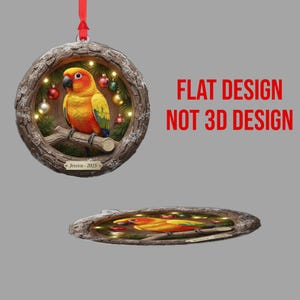 2D flat Personalized Acrylic Ornament: Sun Conure Parrot Bird, Tropical Pet Decoration, Custom Name image 7