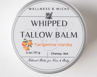 Whipped Tallow Balm 4 OZ. Grass-fed Natural Face & Body Skin Care.