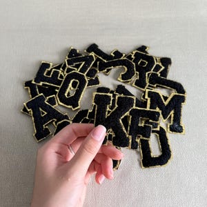 Gold Glitter Letter Trim | Embroidery Patch, Chenille letter iron on patch, DIy Alphabet Patches, letter iron on patch, chenille letter
