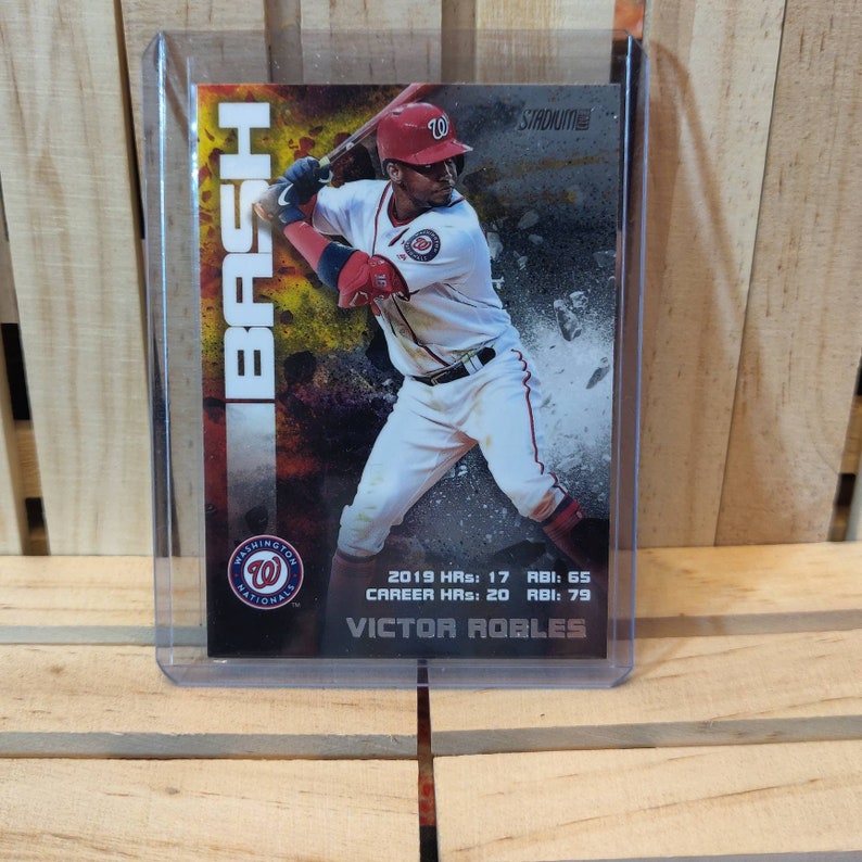 Victor Robles 2020 Topps Stadium Club Bash and Burn Sub Set Baseball Card Washington Nationals Star Player