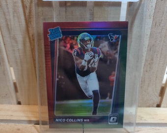 Nico Collins Rated Rookie 2021 Donruss Football Card Optic Preview Red Green Prizm Refractor Houston Texans Star Player