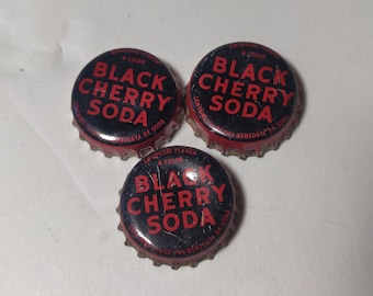 Black Cherry Soda Vintage Cork Lined Bottle Cap used Rare Lot of 3