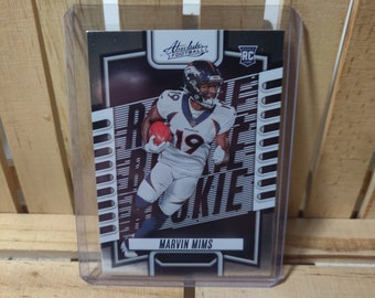 Marvin Mims RC 2023 Panini Absolute Blue Foil Parallel Football Card Base Set Denver Broncos Star Player