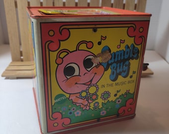 Bumble Bug na caixa de música Mattel Toys 1969 G como encontrado, funcionando, vintage, colecionável