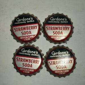 Cordone&#39;s Strawberry Soda Vintage Cork Lined Bottle Cap NOS Unused Lot of 4