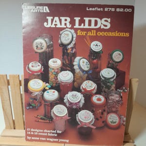 Jar Lids Leisure Arts #278 Counted Cross Stitch Mason Jar Decor